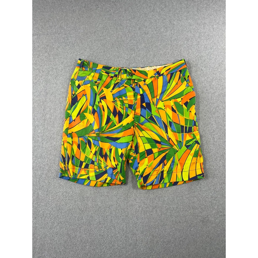 Loudmouth Golf Shorts Mens 40 Multicolor Peacock Print 9" Inseam Chino